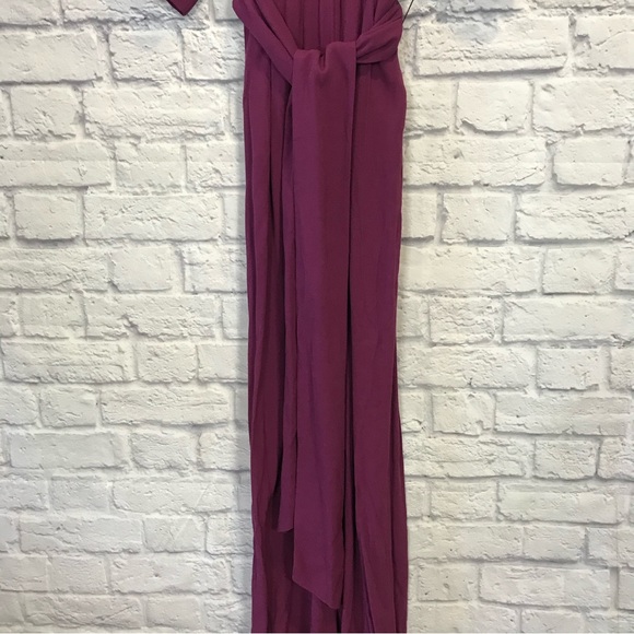 Ann Taylor Purple Wide Leg Jumpsuit Romper Womens Size 14 V Neck Belted - Picture 5 of 5